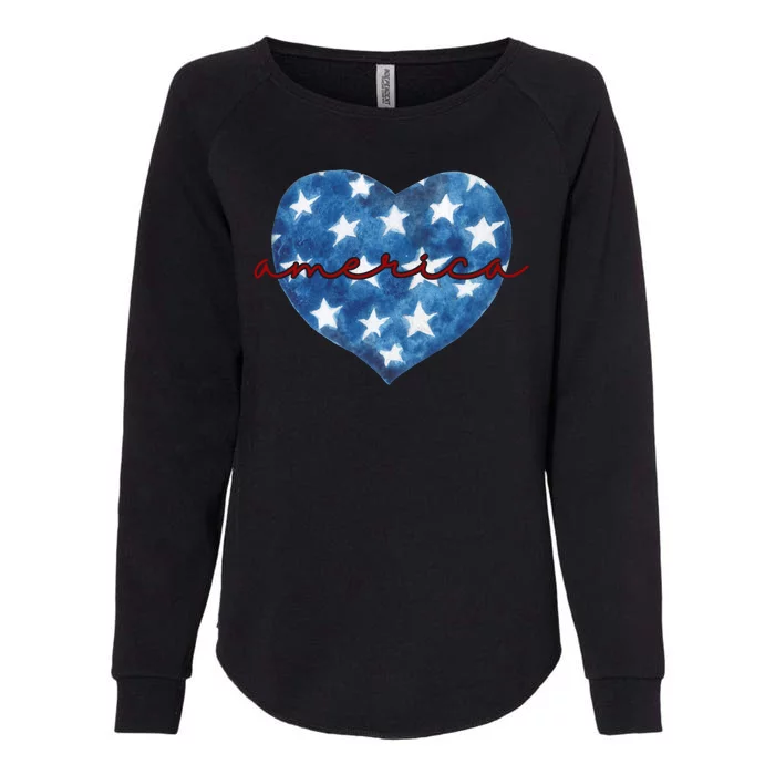 America Heart 4th Of July Cute Festive Womens California Wash Sweatshirt