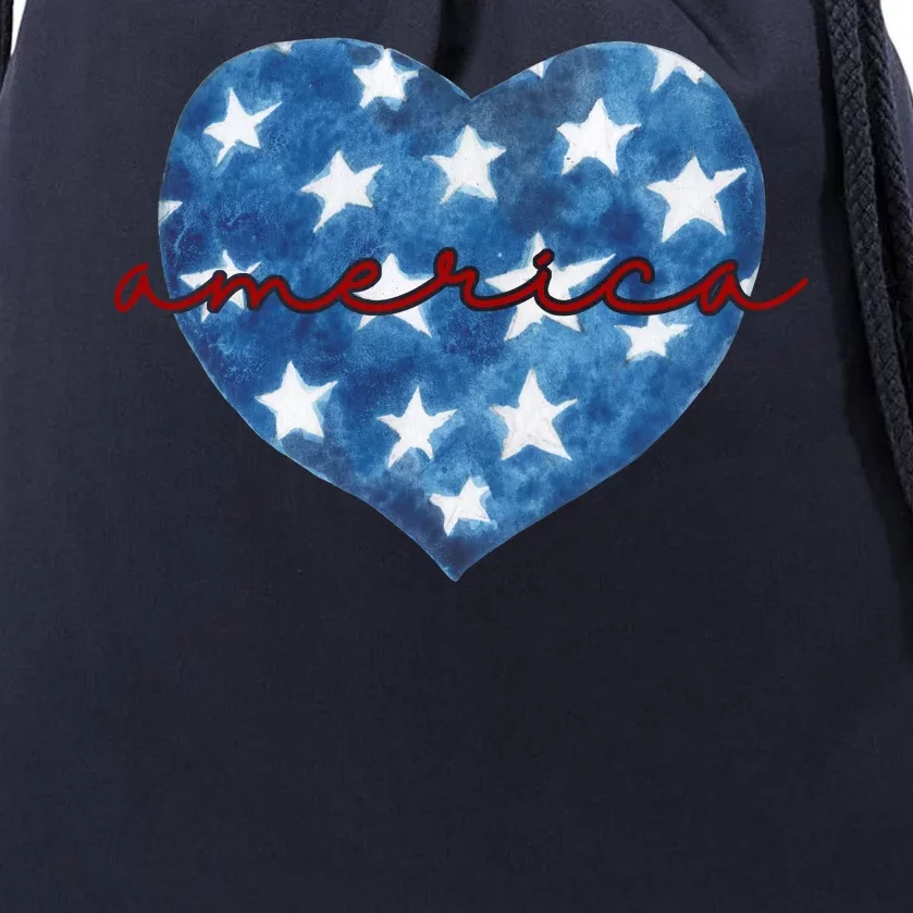 America Heart 4th Of July Cute Festive Drawstring Bag