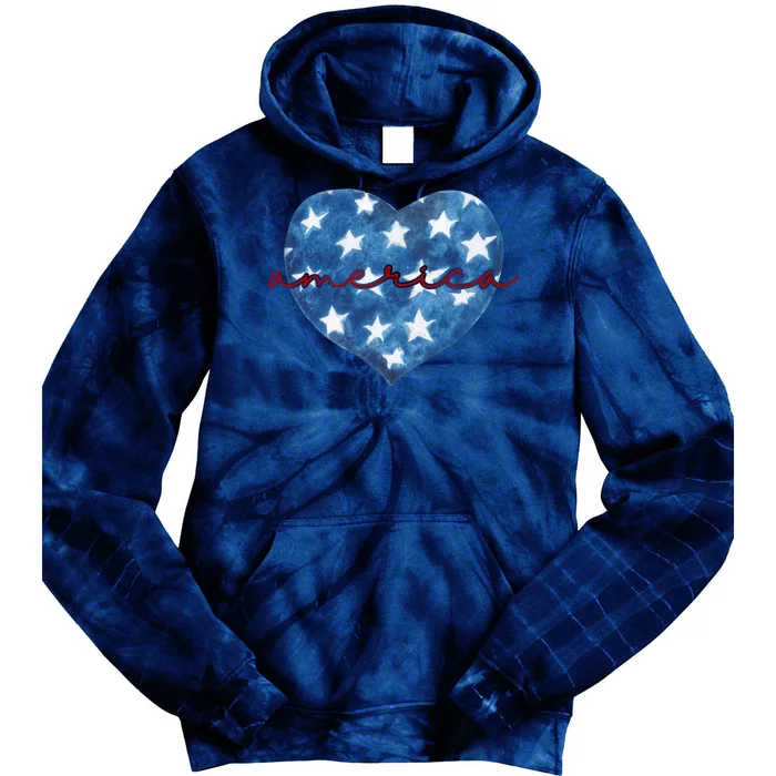 America Heart 4th Of July Cute Festive Tie Dye Hoodie