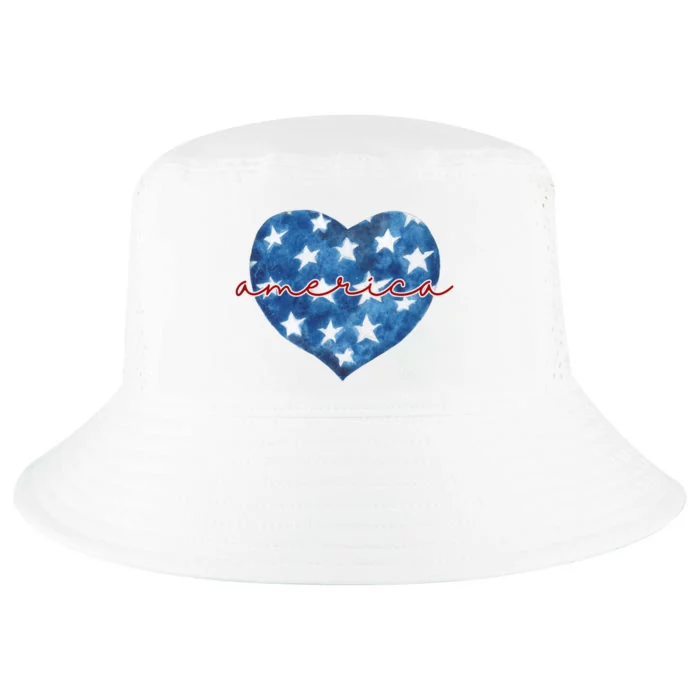 America Heart 4th Of July Cute Festive Cool Comfort Performance Bucket Hat