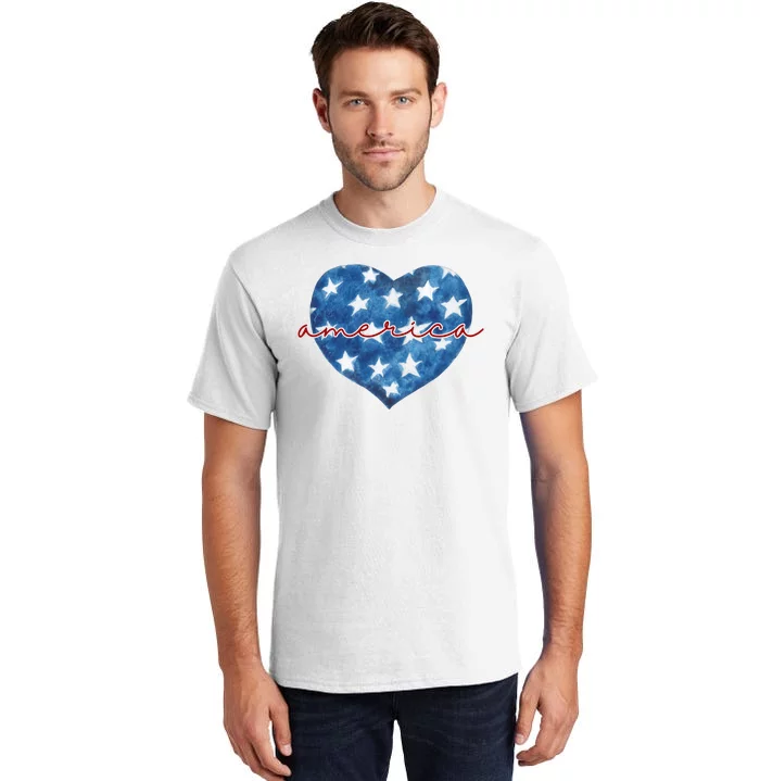 America Heart 4th Of July Cute Festive Tall T-Shirt