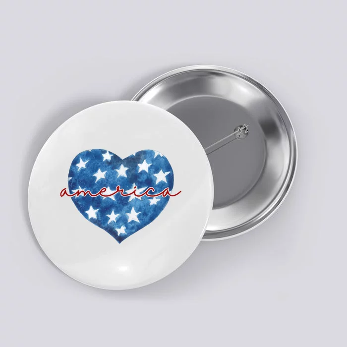 America Heart 4th Of July Cute Festive Button