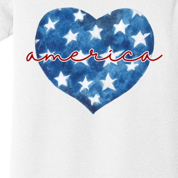 America Heart 4th Of July Cute Festive Baby Bodysuit