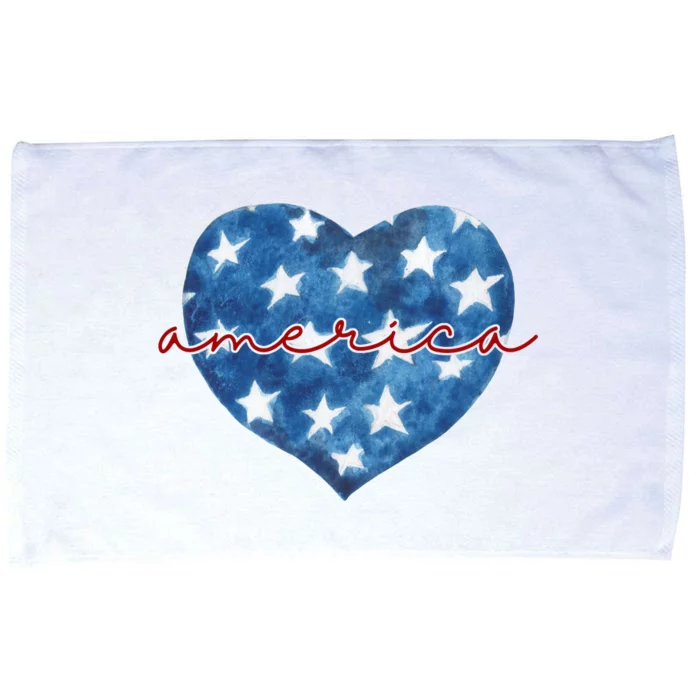 America Heart 4th Of July Cute Festive Microfiber Hand Towel