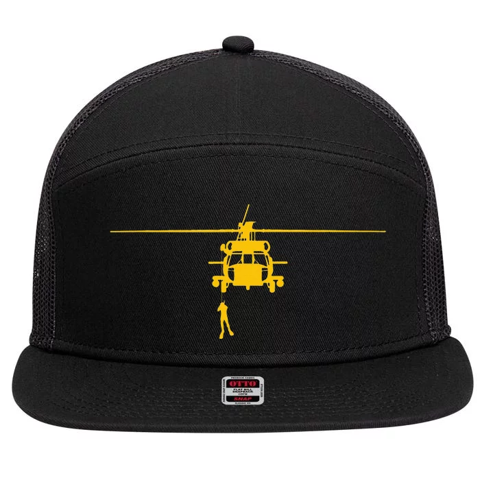 Awesome H 60 Helicopter Search And Rescue SAR 7 Panel Mesh Trucker Snapback Hat