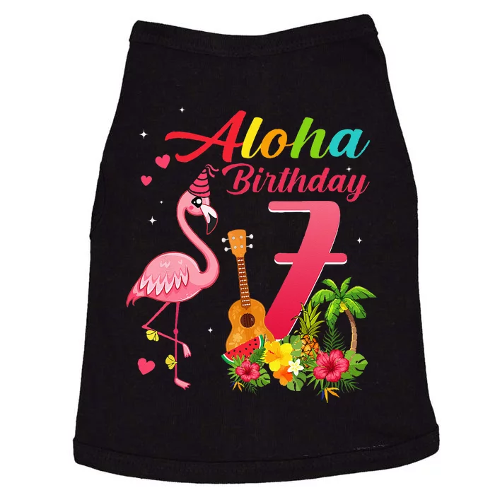 Aloha Hawaii 7th Birthday 7 Years Old Flamingo Hawaiian Doggie Tank