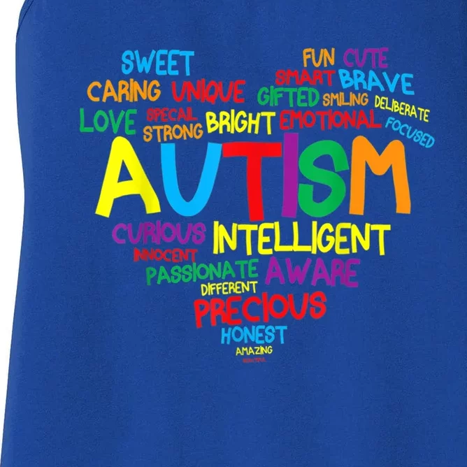 Autism Heart Autism Awareness Proud Autism Mom Family Gift Women's Racerback Tank