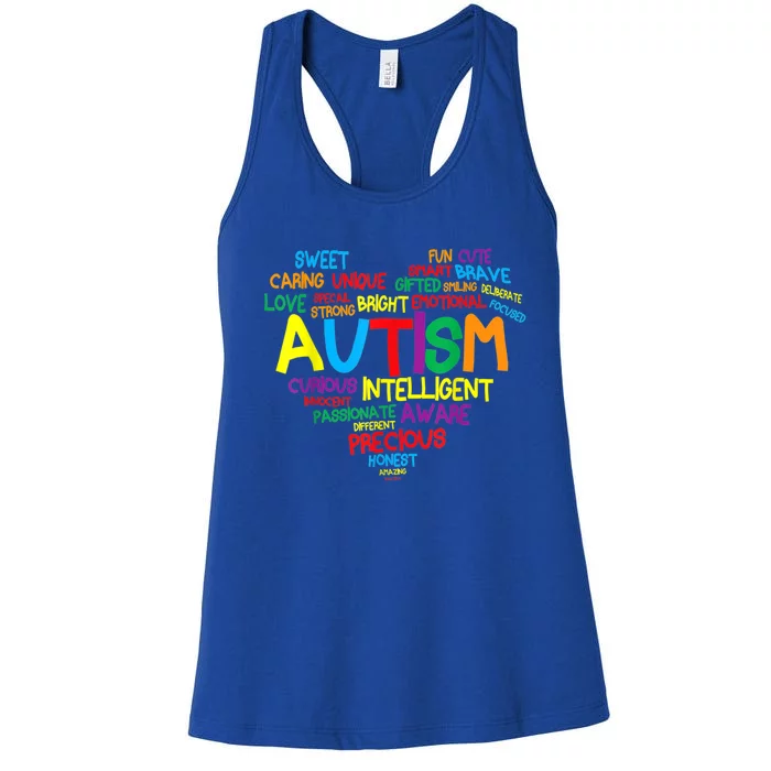 Autism Heart Autism Awareness Proud Autism Mom Family Gift Women's Racerback Tank