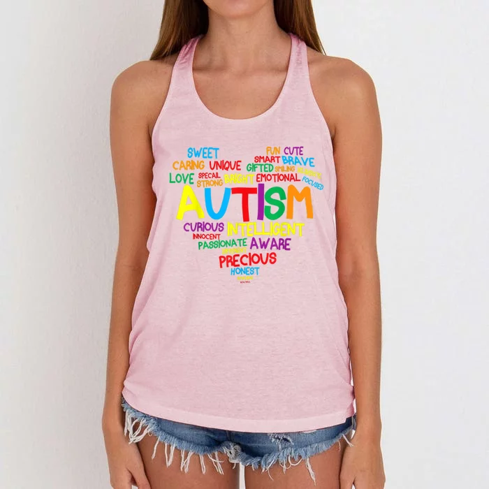 Autism Heart Autism Awareness Proud Autism Mom Family Gift Women's Knotted Racerback Tank