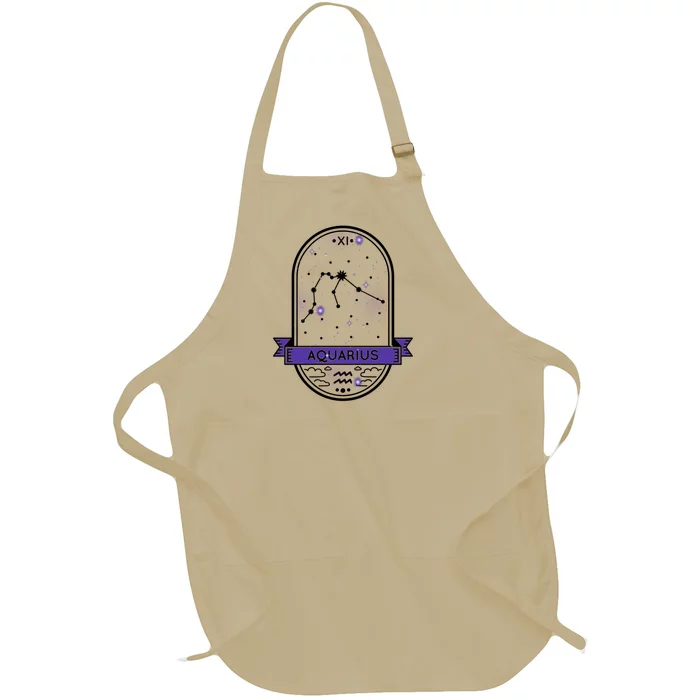 Aquarius Horoscope Astrology Gift Full-Length Apron With Pocket