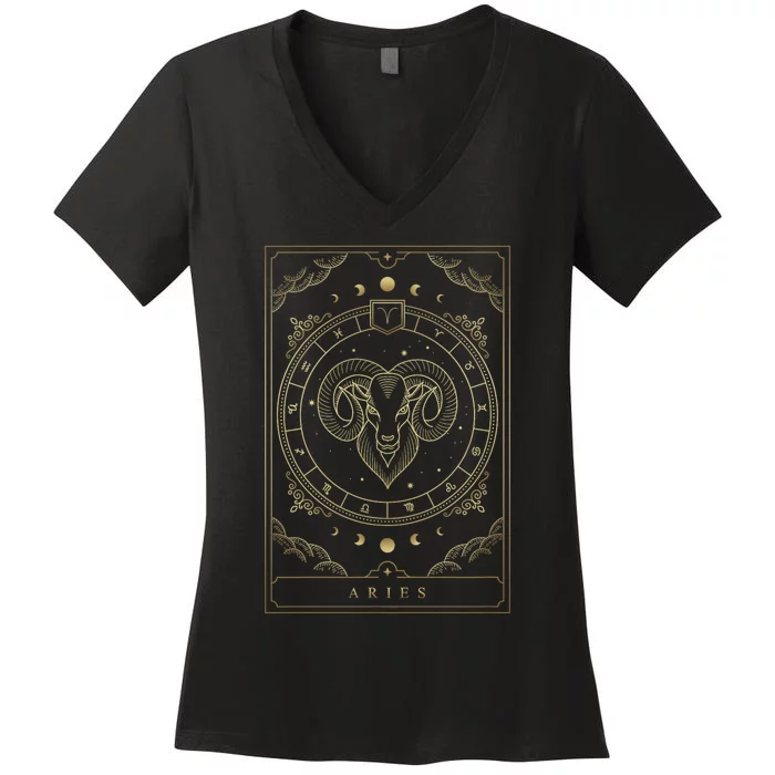 Aries Horoscope And Zodiac Constellation Symbol Women's V-Neck T-Shirt