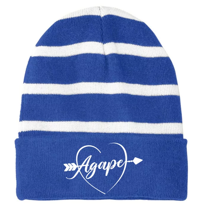 Agape Heart And Arrow Cute Gift Christian Love Gift Striped Beanie with Solid Band