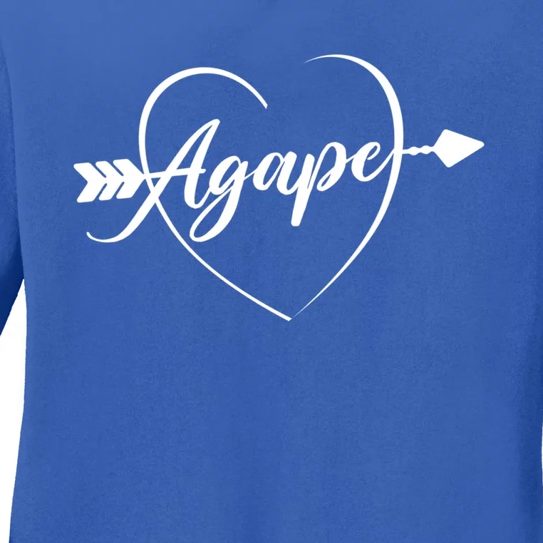 Agape Heart And Arrow Cute Gift Christian Love Gift Ladies Long Sleeve Shirt