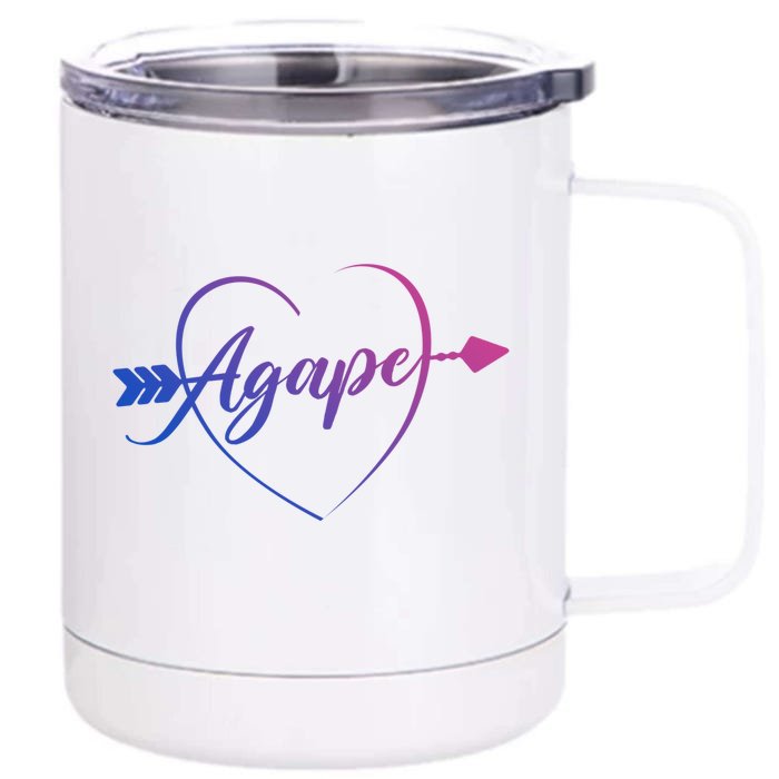 Agape Heart And Arrow Great Gift Christian Love Gift Front & Back 12oz Stainless Steel Tumbler Cup