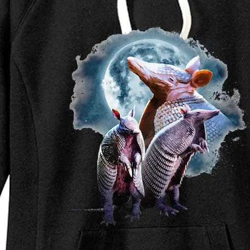 Armadillos Howling At The Moon Funny Armadillo Women's Fleece Hoodie