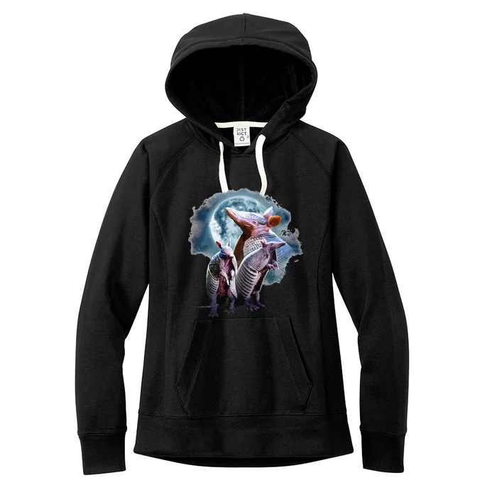 Armadillos Howling At The Moon Funny Armadillo Women's Fleece Hoodie