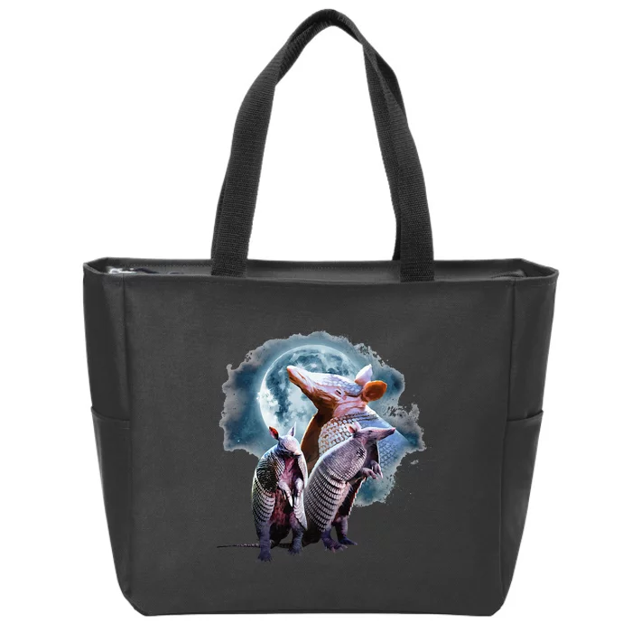 Armadillos Howling At The Moon Funny Armadillo Zip Tote Bag