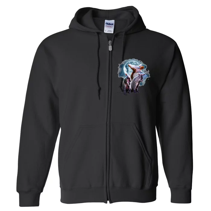 Armadillos Howling At The Moon Funny Armadillo Full Zip Hoodie