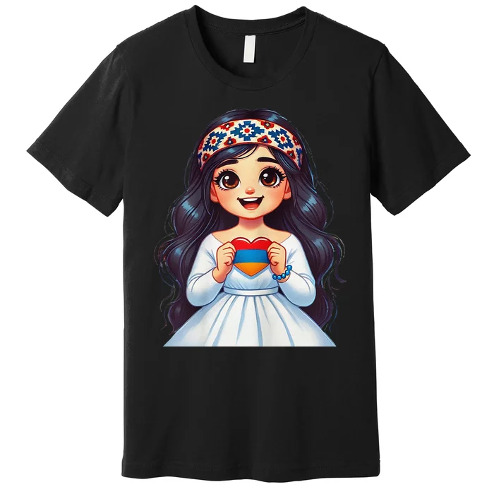 Armenian Holding Armenian Flag Colored Heart Premium T-Shirt