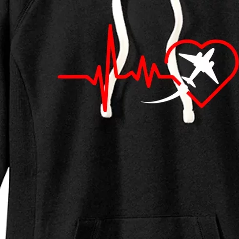 Airplane Heartbeat Airplane Pilot Gift Gift Women's Fleece Hoodie