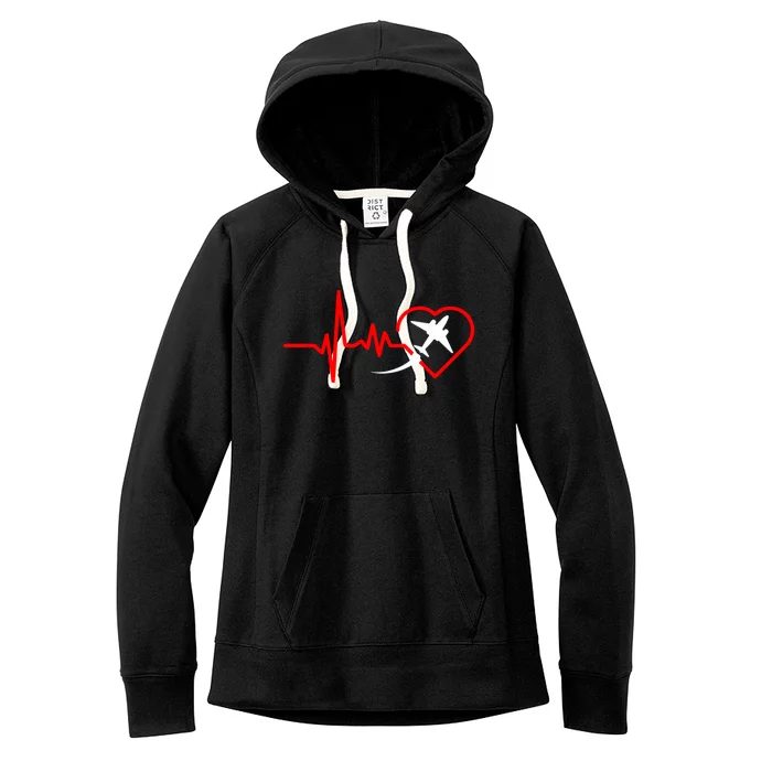 Airplane Heartbeat Airplane Pilot Gift Gift Women's Fleece Hoodie