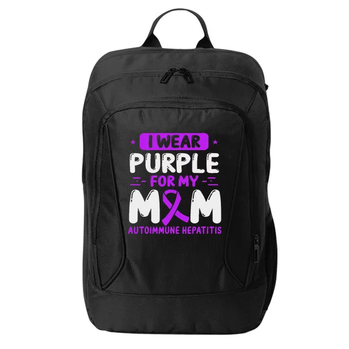 Autoimmune Hepatitis Awareness Mom Purple Ribbon Mama Mother City Backpack