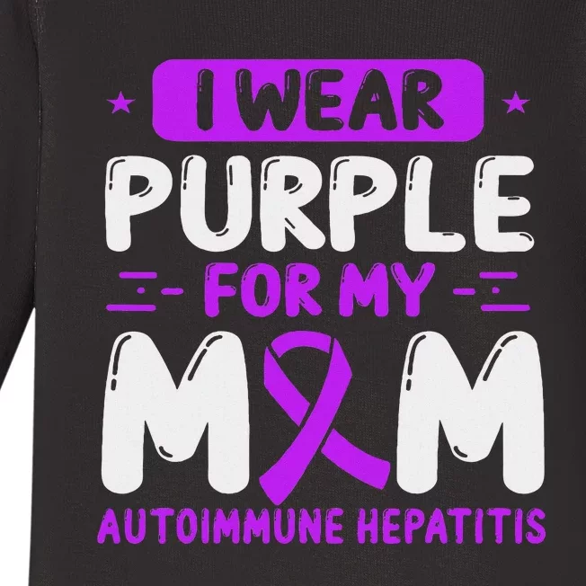 Autoimmune Hepatitis Awareness Mom Purple Ribbon Mama Mother Baby Long Sleeve Bodysuit