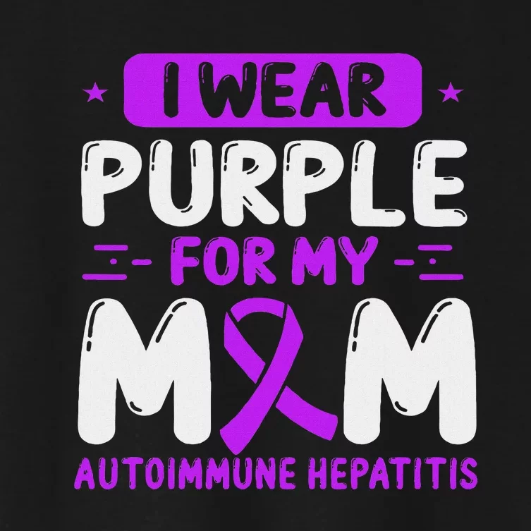 Autoimmune Hepatitis Awareness Mom Purple Ribbon Mama Mother Women's Crop Top Tee