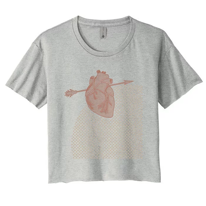 Anatomical Heart Abstract Art Bohemian Arrow Heart Love Great Gift Women's Crop Top Tee