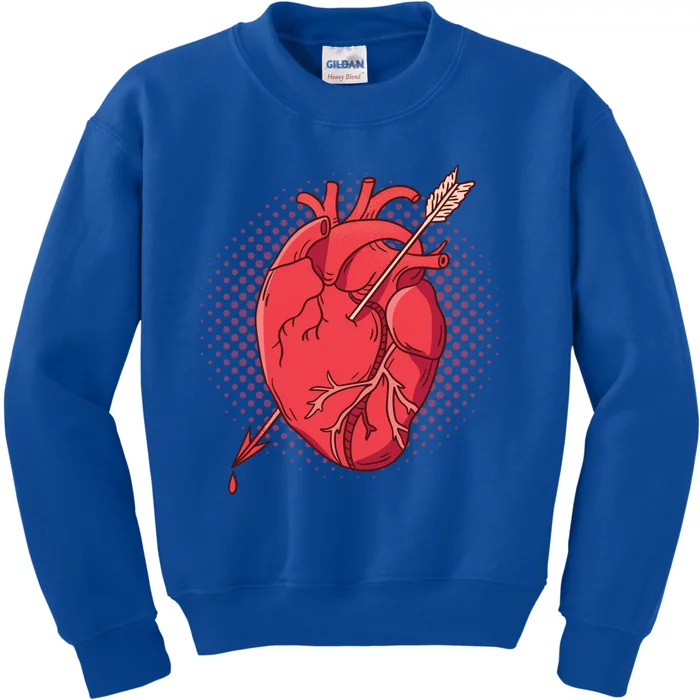 Anatomical Heart Arrow Anatomy Valentine Love Meme Nurse Funny Gift Kids Sweatshirt