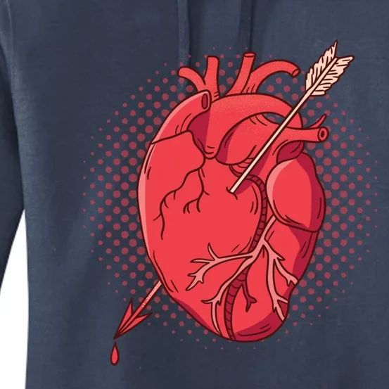 Anatomical Heart Arrow Anatomy Valentine Love Meme Nurse Funny Gift Women's Pullover Hoodie