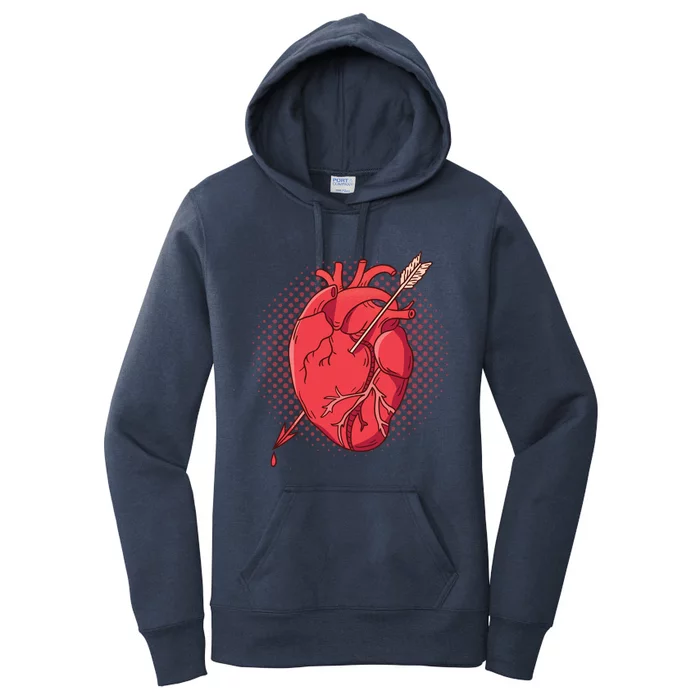 Anatomical Heart Arrow Anatomy Valentine Love Meme Nurse Funny Gift Women's Pullover Hoodie