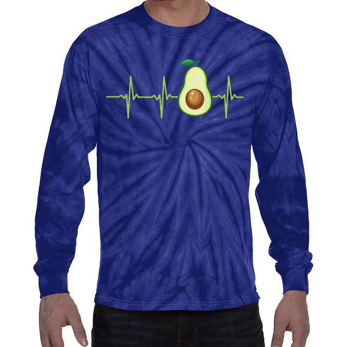 Avocado Heartbeat Avocado Gift Vegan Women Tie-Dye Long Sleeve Shirt