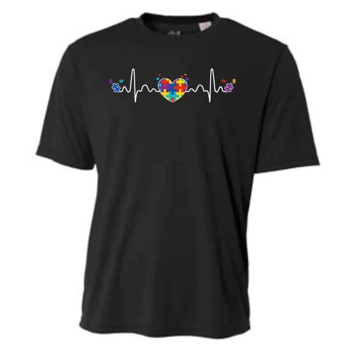 Autism Heartbeat Autistic Awareness Fighter Special Needs Cooling Performance Crew T-Shirt