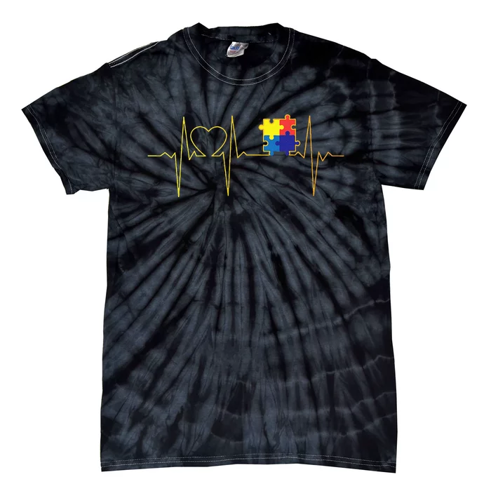 Autism Heartbeat Autism Awareness Tie-Dye T-Shirt