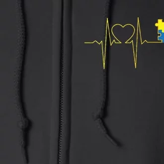 Autism Heartbeat Autism Awareness Full Zip Hoodie