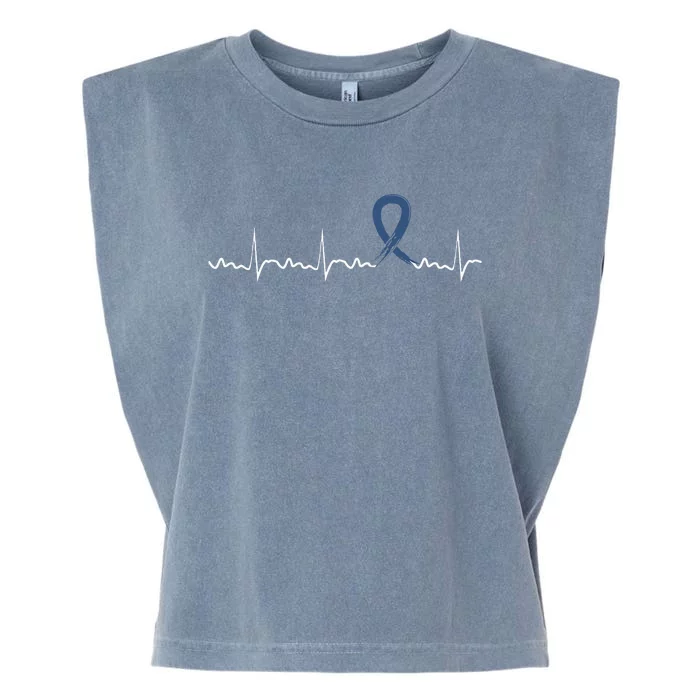 ALS Heartbeat ALS Blue Ribbon Awareness Garment-Dyed Women's Muscle Tee