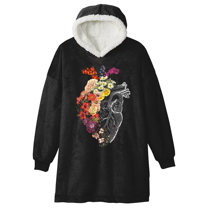 Anatomical Heart And Flowers Funny Nurse Gift For Graduation Hooded Wearable Blanket