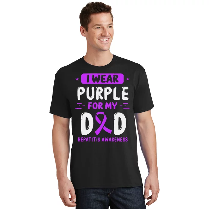 Autoimmune Hepatitis Awareness Dad Purple Ribbon Papa Father T-Shirt