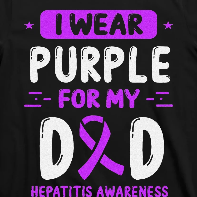 Autoimmune Hepatitis Awareness Dad Purple Ribbon Papa Father T-Shirt