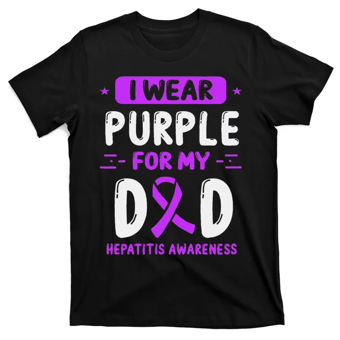 Autoimmune Hepatitis Awareness Dad Purple Ribbon Papa Father T-Shirt