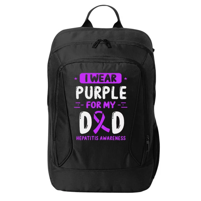 Autoimmune Hepatitis Awareness Dad Purple Ribbon Papa Father City Backpack