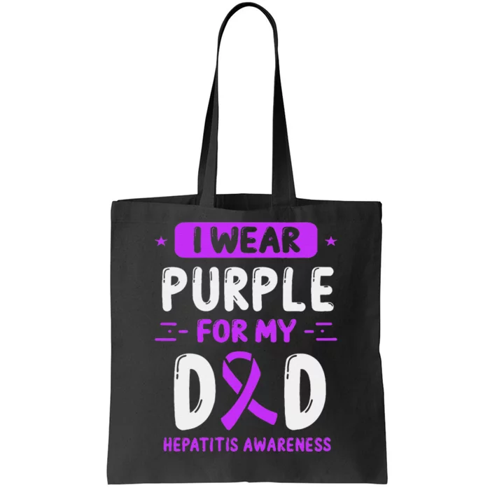 Autoimmune Hepatitis Awareness Dad Purple Ribbon Papa Father Tote Bag