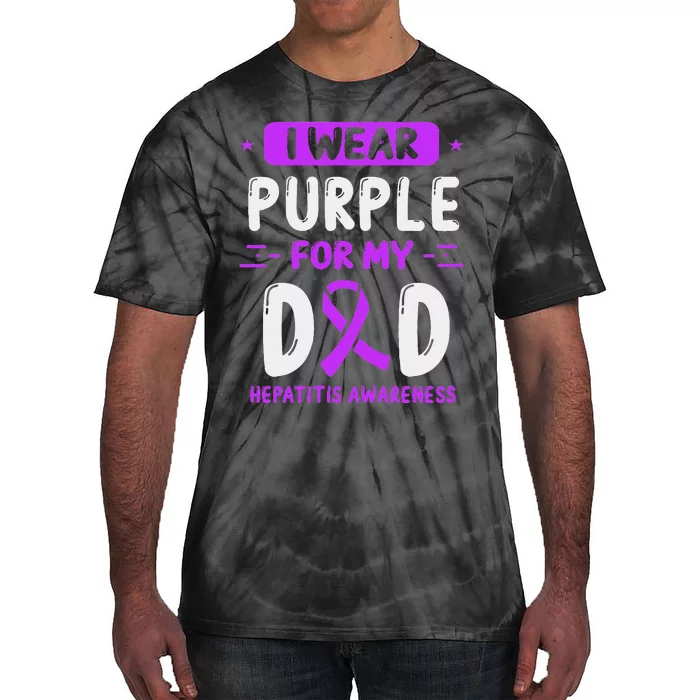 Autoimmune Hepatitis Awareness Dad Purple Ribbon Papa Father Tie-Dye T-Shirt