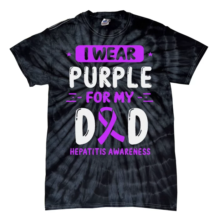 Autoimmune Hepatitis Awareness Dad Purple Ribbon Papa Father Tie-Dye T-Shirt