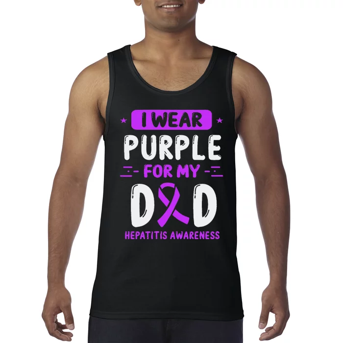 Autoimmune Hepatitis Awareness Dad Purple Ribbon Papa Father Tank Top