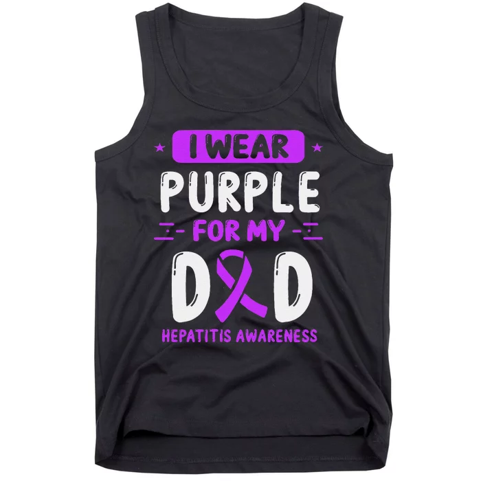 Autoimmune Hepatitis Awareness Dad Purple Ribbon Papa Father Tank Top