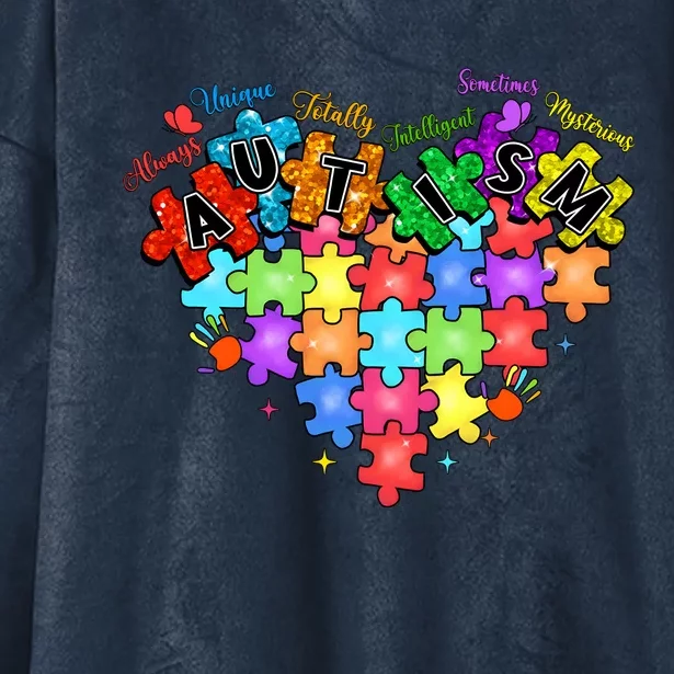 Autism Heart Autism Awareness Month Advocate Hooded Wearable Blanket