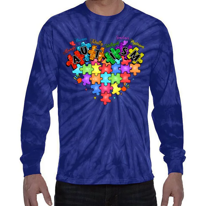 Autism Heart Autism Awareness Month Advocate Tie-Dye Long Sleeve Shirt