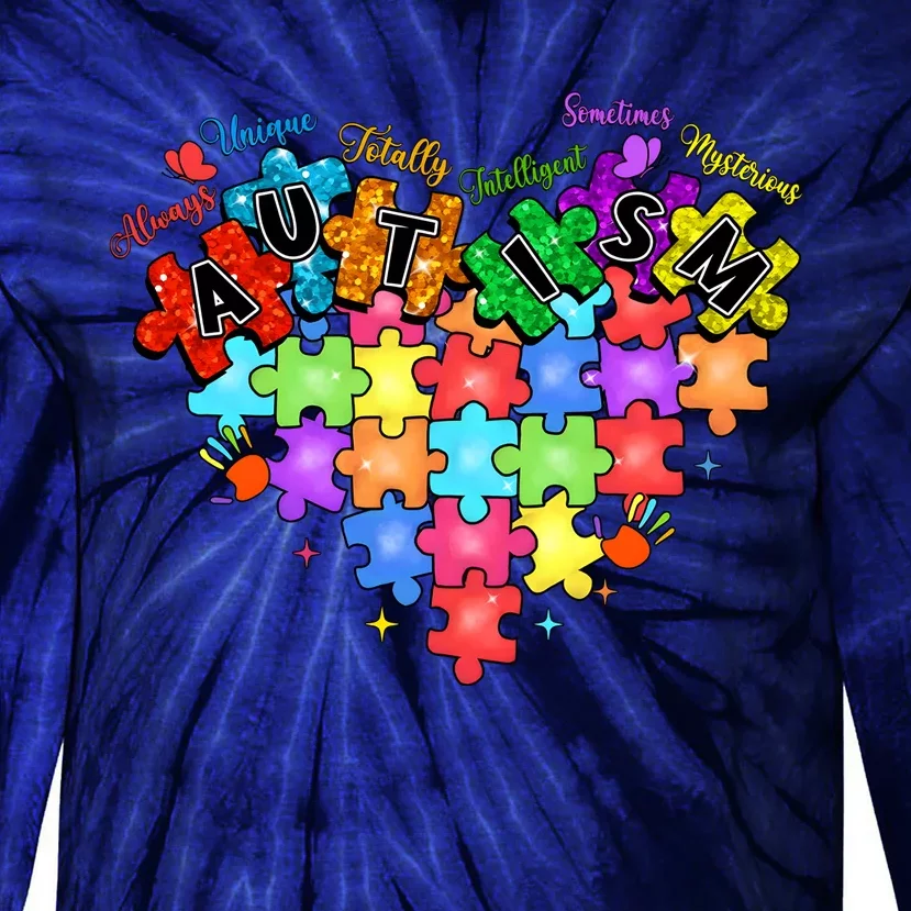 Autism Heart Autism Awareness Month Advocate Tie-Dye Long Sleeve Shirt